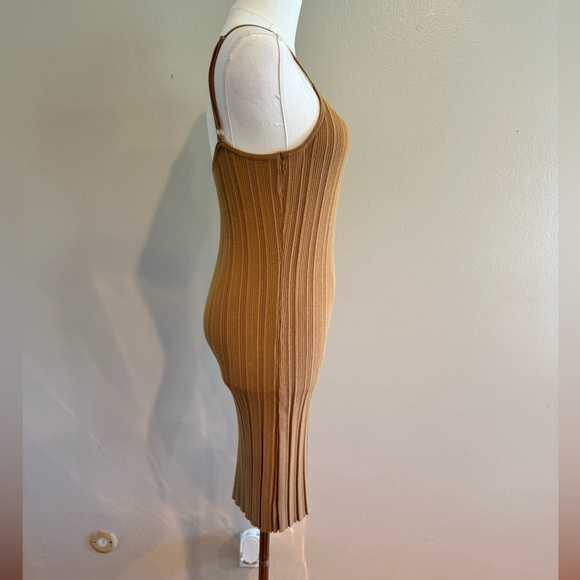 House of Harlow 1960 Ribbed Spaghetti Strap Midi Dress in Tan - Picture 5 of 6